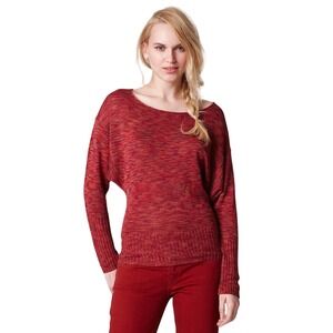 Lucky Brand Sparrow Scoop Neck Space Dyed Pullover Sweater Women‎ Rust Large